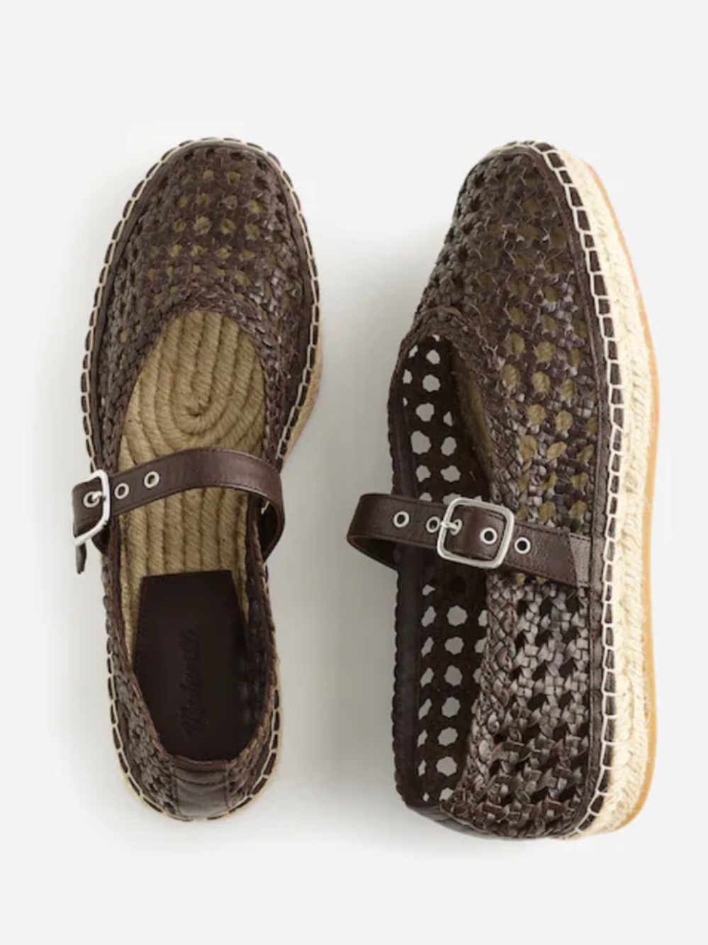 Madewell Remy Woven Mary Jane Flats in chocolate brown size 9 small flaw